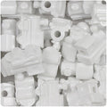 BeadTin White Opaque 22mm Train Shaped Plastic Pony Beads (24pcs) - color: White Opaque
