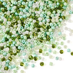 Pandahall 100 Gram 6/0 Round Seed Beads - 4mm Tiny Glass Seed Beads in Green & White, Perfect for Jewelry Making - color: Green Theme, size: 6/0