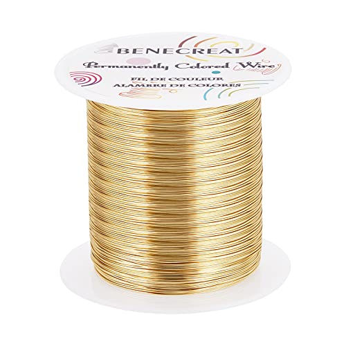 BENECREAT 26 Gauge 131 Yards Jewelry Beading Wire Light Gold Tarnish Resistant Copper Wire for Beading Wrapping and Other Jewelry Craft Making - color: Light Gold, size: 26 Gauge