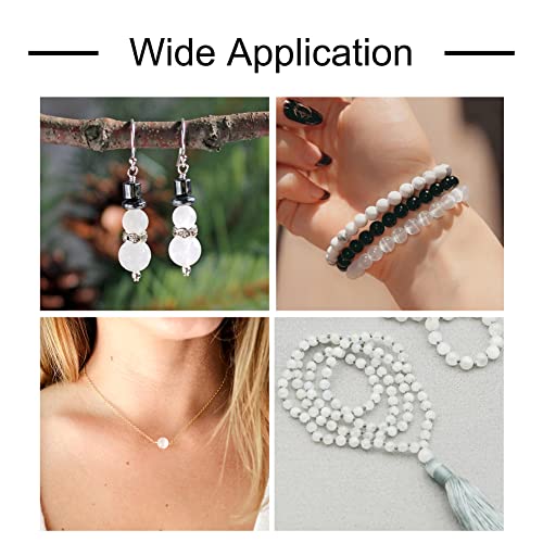 67Pcs 6mm Natural Selenite Stone Beads Round Gemstone Loose Beads Energy Healing Chakra Stone Charm Beads for Bracelet Necklace Jewelry Making DIY Crafts - color: 6mm-clear