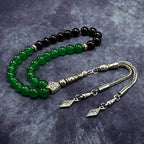 Simple Designed Natural Stone Worry Beads (8mm -33 Beads) - Prayer Beads Tesbih-Tasbih-Tasbeeh-Misbaha-Subha-Sebha-Sibha-Rosary (Green Jade Stone Tesbih -8 mm, 33 Beads-) - color: Green Jade Stone Tesbih -8 mm, 33 Beads-