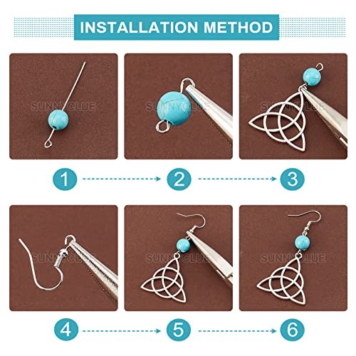 SUNNYCLUE 1 Box DIY Make 10 Pairs Trinity Knot Earring Making Starter Kit Tibetan Style Celtic Knot Links Charms Heart Pendant Turquoise Beads Findings for Women Adults DIY Earring Jewellery Making - color: Celtic Knot Earrings 7
