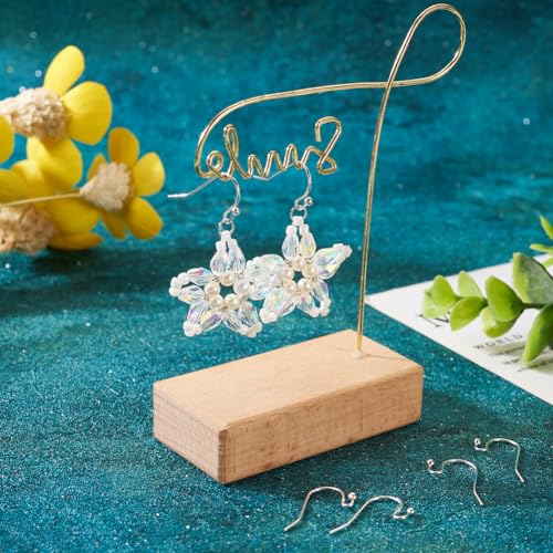 Pandahall 300pcs Stainless Steel Earring Hooks Surgical Hook Earwire with Ball End Fish Ear Wire for Jewelry Making 22x12x2mm