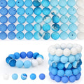 100 Pcs 15mm Silicone Beads for Keychain Making, Pink Gream Silicone Beads Bulk Round for Bracelets Pens Crafts Jewelry Making (Blue White) - color: Blue White