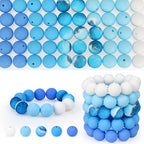 100 Pcs 15mm Silicone Beads for Keychain Making, Pink Gream Silicone Beads Bulk Round for Bracelets Pens Crafts Jewelry Making (Blue White) - color: Blue White