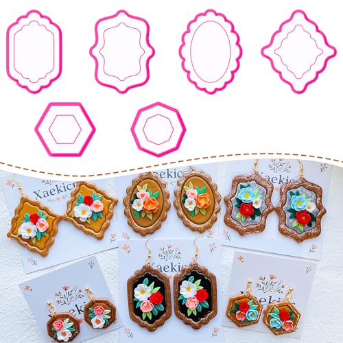 Baroque Style Polymer Clay Cutters Set, Decorative Frame Clay Cutters for Vintage Earrings, Polymer Clay Molds for Layered Designs, Clay Earring Cutters, Clay Tools for Crafting - color: 2I color