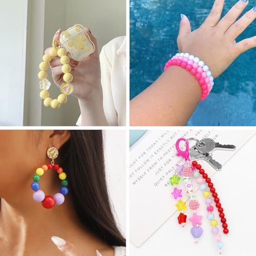 100 Pcs 11.5-12mm Bubblegum Beads Opaque Acrylic Chunky Loose Spacer Round Focal Beads for Jewelry Making Bracelet Necklace Keychain Craft Art Making,Hole:1.8mm,Pink and Green - color: Pink and Green