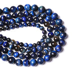 Lapis Lazuli Blue Tiger Eye Beads Natural Stone Round Loose Beads Energy Gemstone Healing Power for Jewelry Making 1 Strand 8mm 46pcs 15" - color: Lapis Blue Tiger Eye, size: 8mm
