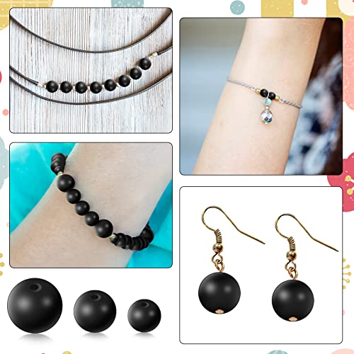 Ecally 300 Pieces Black Matte Onyx Beads Natural Black Agate Round Frosted Onyx Gemstone Loose Beads for Bracelet Necklace Jewelry DIY Making(6mm/ 8mm/ 10mm) - size: 6mm/ 8mm/ 10mm