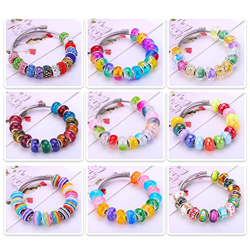 European Large Hole Spacer Beads Charm Fairy Wands Rhinestone Craft Beads for DIY Bracelet Jewelry Making (White) - color: White