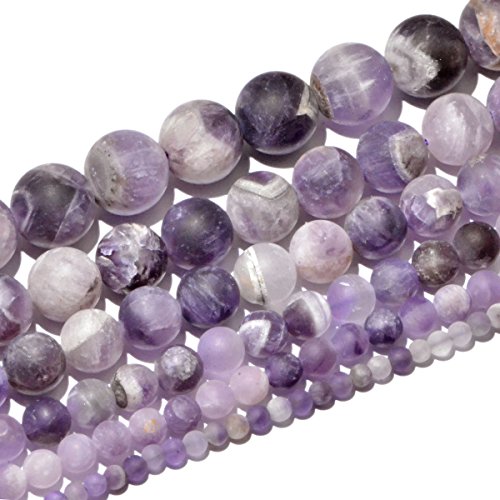 AD Beads Beautiful Natural Matte Gemstone Round Spacer Loose Beads 4-12mm (6mm, 09 Matte Dream Lace Amethyst) - color: 09 Matte Dream Lace Amethyst, size: 6mm