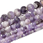 AD Beads Beautiful Natural Matte Gemstone Round Spacer Loose Beads 4-12mm (4mm, 09 Matte Dream Lace Amethyst) - color: 09 Matte Dream Lace Amethyst, size: 4mm