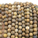 ABCGEMS Velvet-Matte-Finished Namibian Golden Pietersite Beads (Enhance The Stone's Inherent Texture and Nature Hues with a Non-Glare Aesthetic) Smooth Round 8mm (Non-Shiny) - color: Golden Pietersite (From Namibia, South Africa)