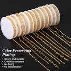 12 Rolls 39.4 Feet Gold Chains for Jewelry Making DIY Necklace Bracelet Chains Bulk Kit 178 Bracelet Charms 350 Jump Rings 80 Lobster Clasps Pliers Accessories Mother Day Graduation DIY Gift for Women