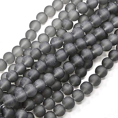 FASHEWELRY 200Pcs Transparent Frosted Glass Bead 4mm Matte Crystal Glass Loose Beads for DIY Jewelry Making (Gray) - color: Gray