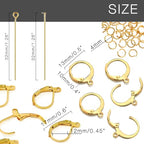 180Pcs No Tarnish Leverback Hooks & Pins for Earring Making, stino Hypoallergenic Stainless Steel Jewerly Findings Supplies, Gold Plated & Silver Kit (Gold) - color: Gold