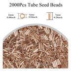 2000Pcs Tube Seed Beads 2x7mm Mini Long Glass Bugle Bead Small Craft Loose Spacer Beads for DIY Phone Charms Waist Bead Bracelets Earrings Necklaces (Champagne) - color: Champagne
