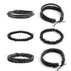 MILAKOO 10 Pcs Braided Leather Bracelet for Men Women Wooden Beaded Bracelets Wrap Adjustable