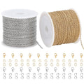 SMYHTGLIF 2 Rolls Total 65.6 Feet Oval Cable Chain for Jewelry Making Gold & Silver Stainless Steel Jewelry Making Chains DIY Craft Jewelry Findings - size: 1.9×1.5mm