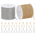 SMYHTGLIF 2 Rolls Total 65.6 Feet Oval Cable Chain for Jewelry Making Gold & Silver Stainless Steel Jewelry Making Chains DIY Craft Jewelry Findings - size: 1.9×1.5mm
