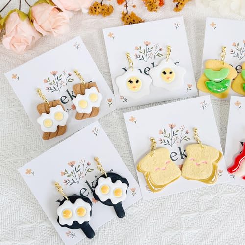 Xaekicr 8Pcs Breakfast Theme Polymer Clay Cutters Set – Toast, Bacon, Egg Shapes | Fun Clay Earring Cutters | Polymer Clay Molds for Jewelry Making | Clay Tools for DIY Crafts - color: S color