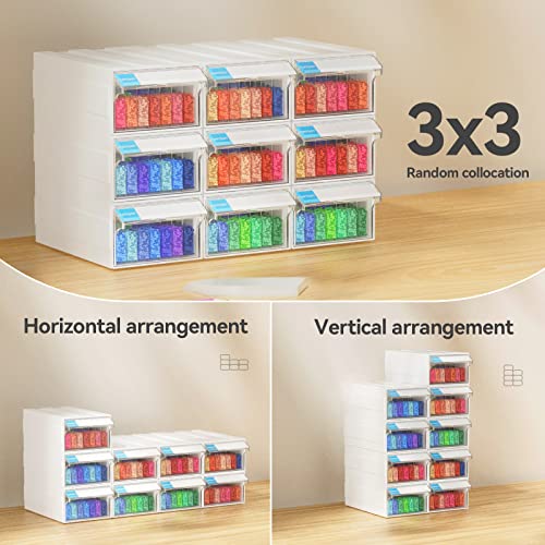 ARTDOT Storage Containers for Diamond Painting, 9 Pack Stackable Craft Storage Organizer 315 Slots Individual Containers for Diamond Art Beads Nail Pill Rhinestones Seed - size: 315 Containers With 9 Drawers