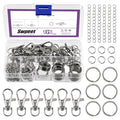 Swpeet 125Pcs Silver Keychain Making Set, 25Pcs Swivel Lanyard Snap Hook, 25Pcs Keychain Ring, 25P Extender Chains, 50P Open Jump Rings, Swivel Lobster Clasps, Keychains Clips - color: Silvery