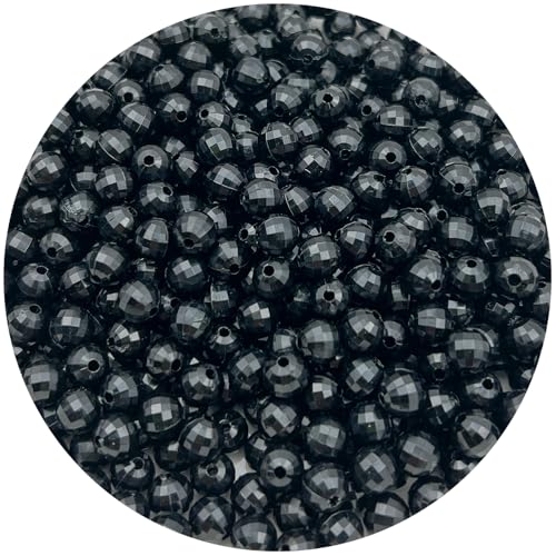 1000PCS 6MM Round Crystal Acrylic Beads Crystal Faceted Beads Spacer Beads for DIY Crafts Jewelry Making, Bracelets Necklaces Wind Chimes Suncatchers Loose Gemstones(60-Black) - color: 60-Black, size: 6MM