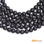GEM-Inside Black Frost Spacer Agate Gemstone Loose Beads Natural Energy Power Beads for Jewelry Making 8mm Round 15 Inches - color: Black Agate, size: 8mm