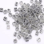1000Pcs Luminous Square Letter Beads Glow in The Dark Cube Beads Glow Letter Bead Acrylic Luminous Alphabet Bead for Jewelry Making Bracelets Necklaces Key Chains - color: Glow-black(6mm)