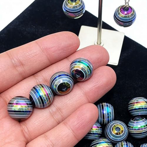 Mixed Lots Shiny AB Color Acrylic Faceted Bead DIY Beading Hairband Bracelets Necklace Craft Embelishment (Black-Transparent Rainbow Stripe) - color: Black-Transparent Rainbow Stripe