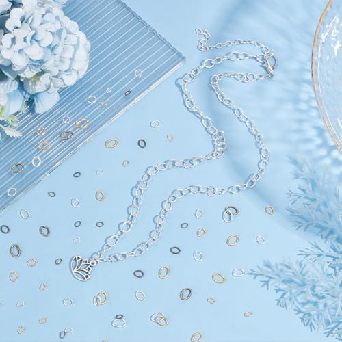 PH PandaHall 1860pcs 3 Colors Oval Jump Rings, 4x3mm 5x4mm 6.5x4.5mm 7x5mm Iron Open Rings Connectors Jewelry Findings for Earring Bracelet Necklace DIY, Antique Bronze/Golden/Silver
