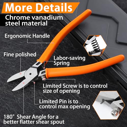 SPEEDWOX Diagonal Cutting Pliers 180 Angled Flush Cutters For Electronic Component Wire Cutters For Jewelry Making Side Cutters For Crafting Model Sprue Wire Clippers Floral Wire Cutter Zip Tie Cutter - style: 180°angle