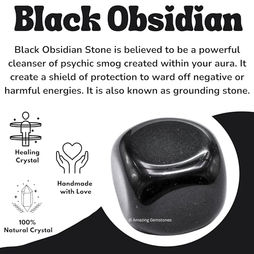 Amazing Gemstone Black Obsidian Crystal Tumbled Stones Polished Rocks - Natural Gem Stones for Healing - DIY Crystals for Protection (1 Piece) - color: Black Obsidian