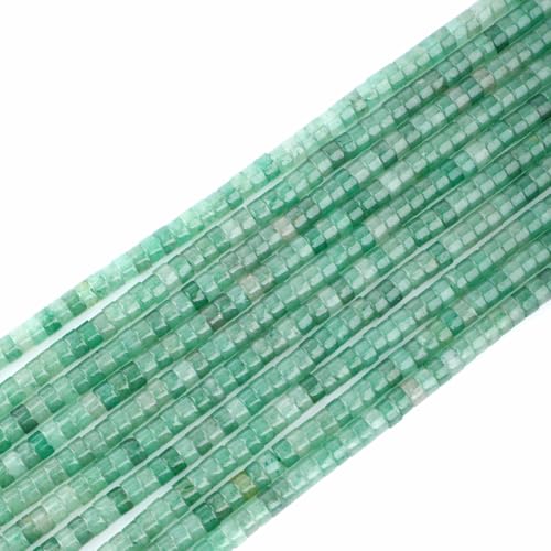 Natural Green Aventurine Heishi Spacer Beads Loose Semi Precious Flat Round Gemstone Disc Shape Stone for Beading Jewelry Making 4x2mm 15.5" - color: Green Aventurine