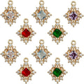 Zirconia Connector Charms Crystal Gold Plated Brass Links for Jewelry Making Bracelet Necklace Earring Pendant Craft Supplies DIY Accessories - color: RhombusA1-Mix-10Pcs