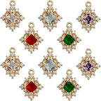 Zirconia Connector Charms Crystal Gold Plated Brass Links for Jewelry Making Bracelet Necklace Earring Pendant Craft Supplies DIY Accessories - color: RhombusA1-Mix-10Pcs