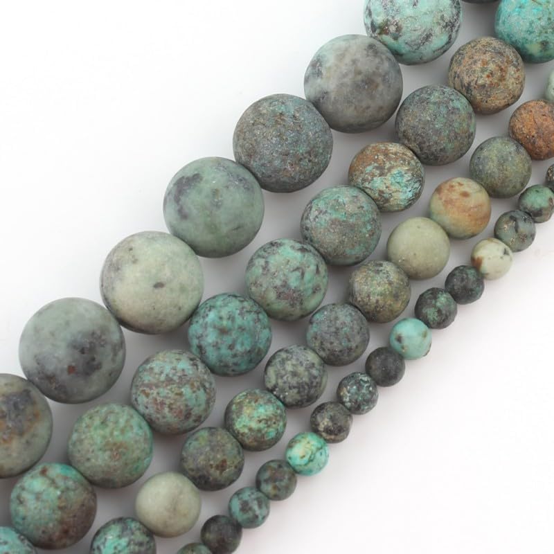 48pcs Natural Matte Africa Turquoise Gemstone Beads，8mm Frosted Round Loose Stone Beads for Jewelry Making DIY Earring Bracelet Necklace Crafts - color: Africa Turquoise, size: 8mm