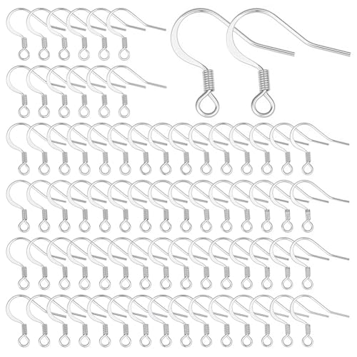 SUNNYCLUE 1 Box 100Pcs French Earring Hooks 304 Stainless Steel Earwire Ear Wires Silver Earwires Fishhook Ear Hook for Jewellery Making Women Adults DIY Dangle Earrings Crafts Supplies - color: 100pcs French Earring Hooks Stainless Steel