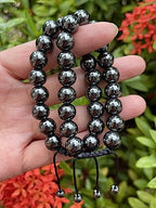 GAF TREASURES Grade A ++ Gemstone Round Bead Adjustable Bracelet 10mm, Genuine Crystal Bead Bracelet, Gift for Men & Women - color: Hematite