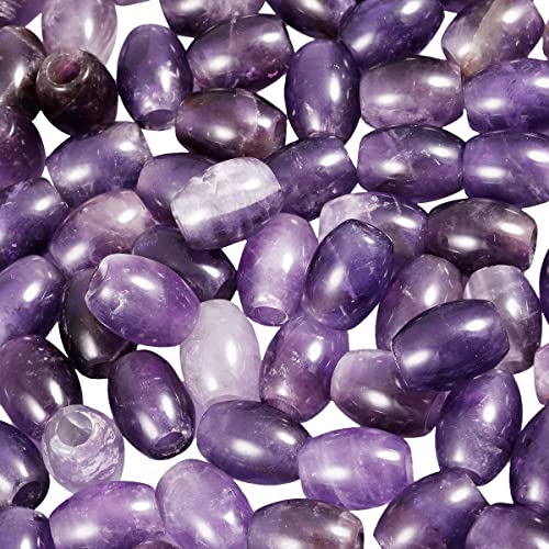 SUNYIK Amethyst Large Hole (5mm) Barrel Rondelle Loose Charms European Bead fits Bracelet,Jewelry Makings Pack of 20 - color: Purple-Amethyst, size: 16x5mm