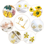 Earring Posts Stainless Steel, Flasoo 1200Pcs Hypoallergenic Earrings Posts and Backs, Gold Flat Pad Ear Ring Studs with Clutch for Earring Making and DIY Stud Earring Supplies - color: Gold