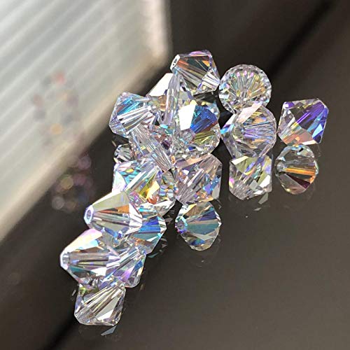 Dowarm 1000PCS Bicone Crystal Beads 4mm, Bulk Small Faceted Bicone Glass Beads for Jewelry Craft Making, DIY Bracelet, Necklace, Dolls (Crystal AB, 4MM) - color: 01-Crystal AB, size: 4MM