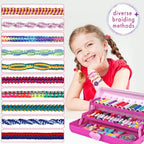 TingingYuli Friendship Bracelet Making Kit for Girls 8-12, DIY String Bracelet Maker with 3-Layer Storage Box, Arts and Crafts for Kids Ages 6-12, Easter Christmas Birthday Gift Set - color: Pink/Rose