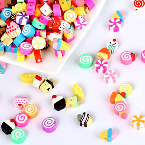200PCS Colorful Candy Polymer Clay Beads 10mm Mixed Candy Ice Cream Spacer Beads Handmade Polymer Clay Beads Kit Bulk for Jewelry Making DIY Bracelet Necklace - color: Clay Candy