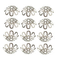 500PCS 10mm Gold Tone Flower Bead Caps Hollow Flower Bead Caps for Jewelry Making (White k) - color: white k