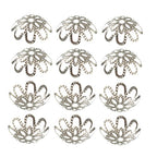 500PCS 10mm Gold Tone Flower Bead Caps Hollow Flower Bead Caps for Jewelry Making (White k) - color: white k