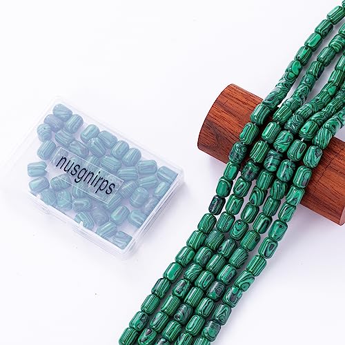 Natural Malachite Cylinder Tube Beads 10x14mm 38cm/str Loose Semi Gemstone Stone Beads for Making Bracelets Necklace - color: Malachite