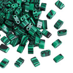 Beadia Malachite Stone Tila Beads 5x2mm Rectangle 2-Hole Spacer Beads for DIY Bracelet Earring Making 15"/Strand - color: Malachite, size: 5x2mm