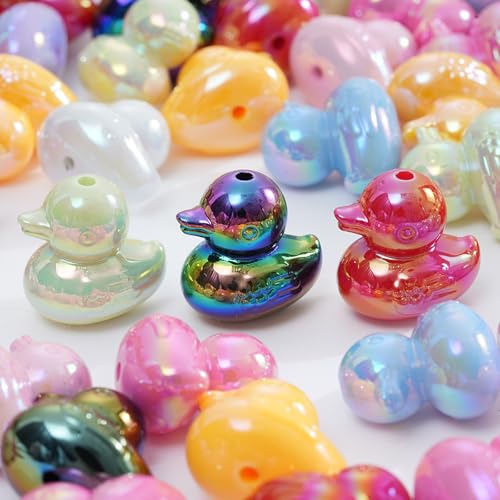 20PCS Large Acrylic Duck Beads for Pens, 23 * 22MM Solid Color Duck Beads for Keychain Jewelry Bracelet Making Focal Bead for Pen Making Crafts DIY Projects - color: Duck Beads